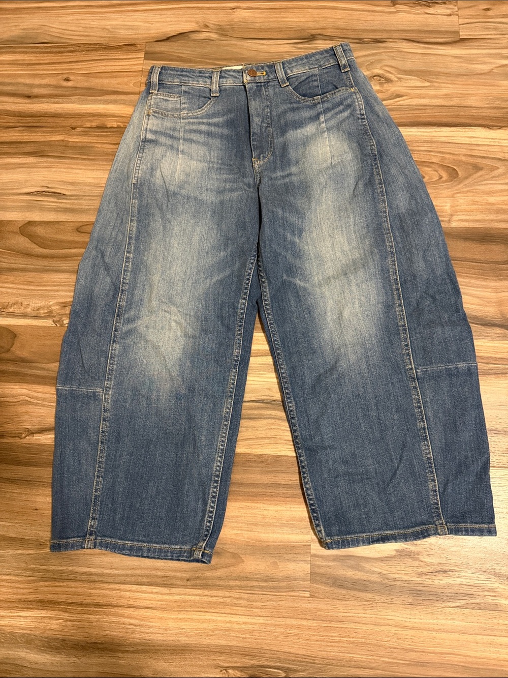 Pilcro Anthropologie Kenna Mid-Rise Heritage Barrel Jeans 27P Petite Casual